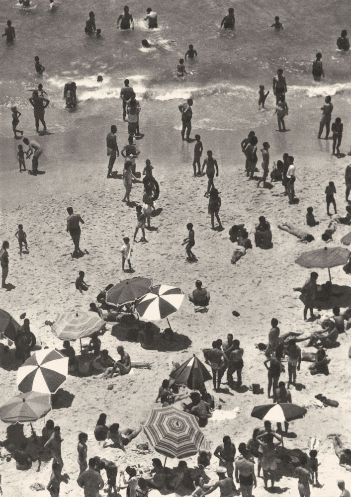 BRAZIL. Rio de Janeiro. Plage de Copacabana; beach 1951 old vintage print